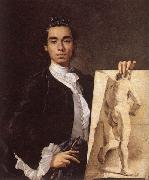 Luis Egidio Melendez Detail of Self-portrait Holding an Academic Study Germany oil painting artist